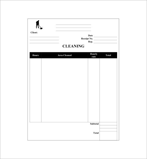 sample cleaning service receipt template