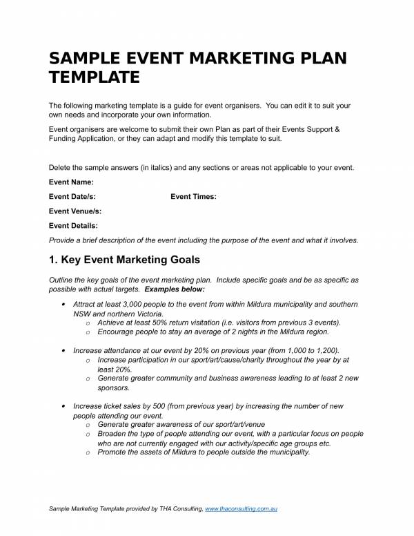 event marketing plan template excel