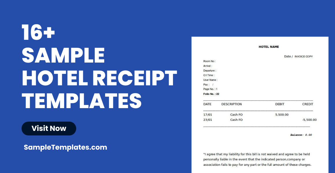 sample hotel receipt templates