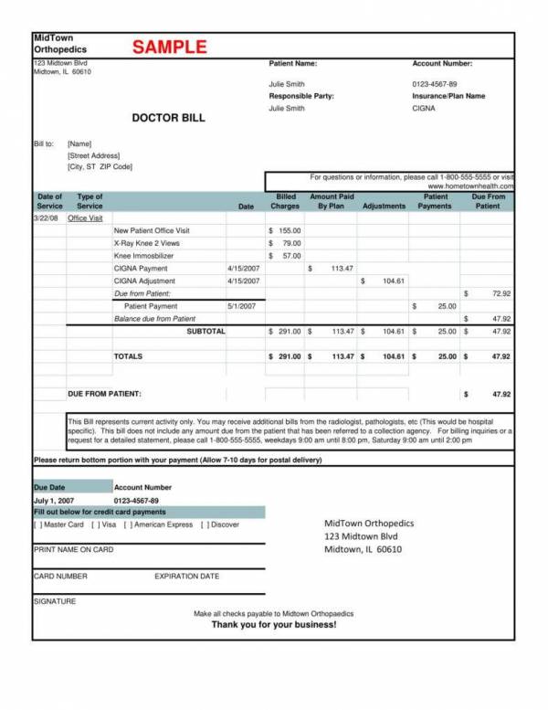 FREE 11 Medical Bill Receipt Template In PDF Word