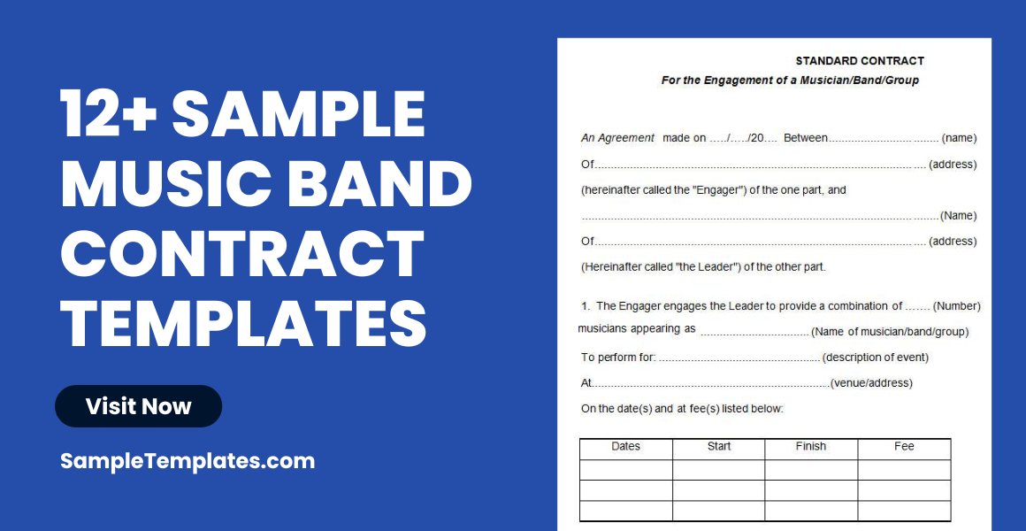 sample music band contract templates