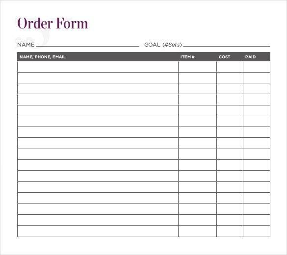 Fundraiser Order Form Template Google Docs