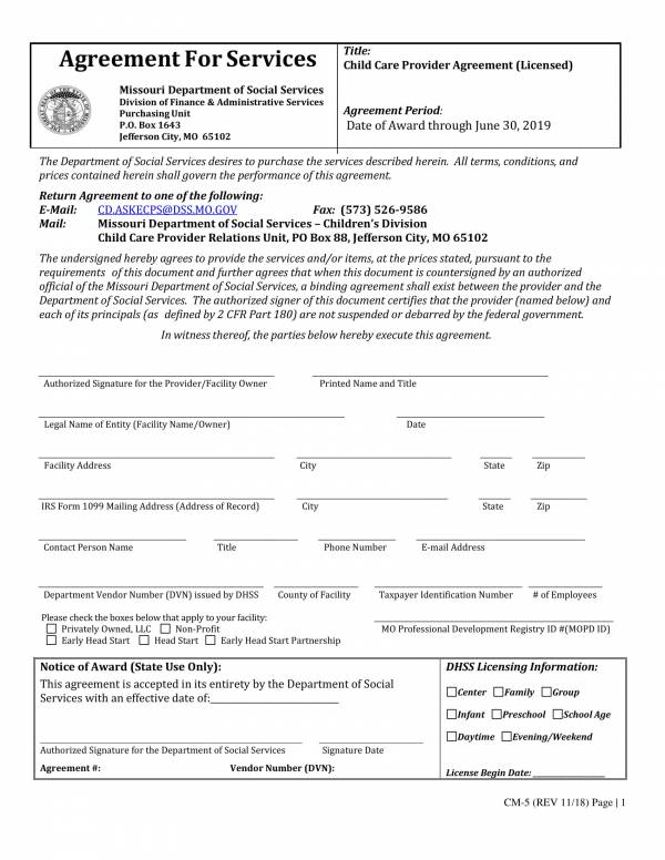 child care provider agreement template 01