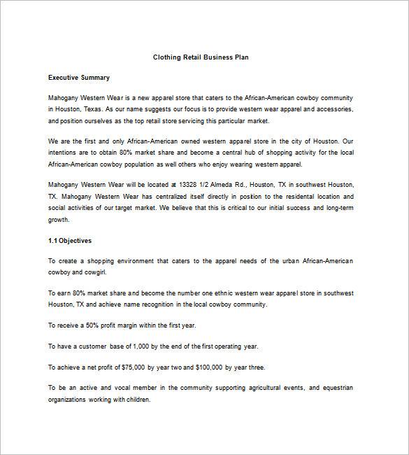 fashion store business plan pdf