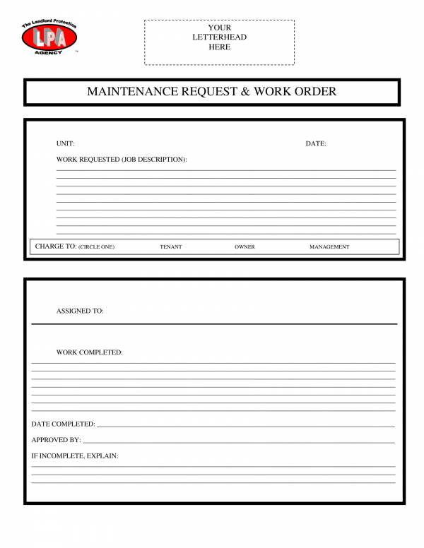 company maintenance request and work order template 1