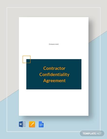 contractor confidentiality agreement template1