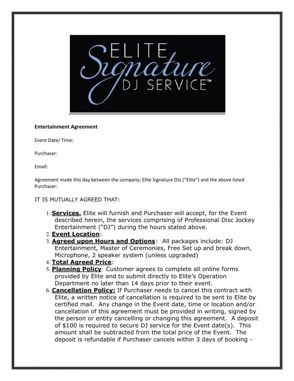 dj and customer contract template 1
