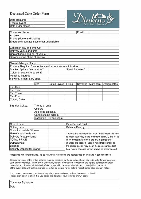 decorated cake order form template 1