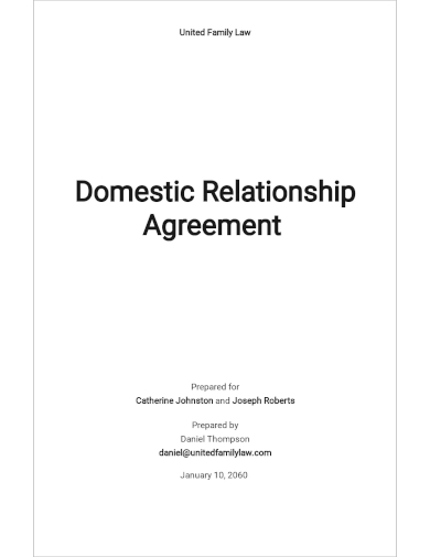 domestic relationship agreement template