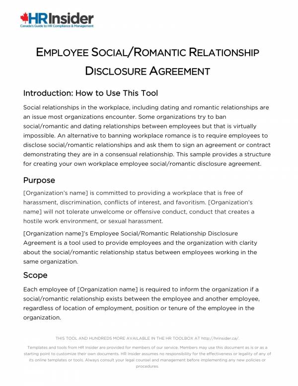 employee social or romantic disclosure agreement 1