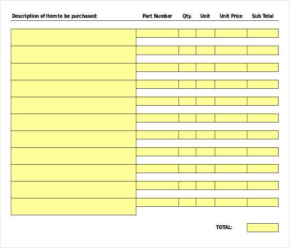 food purchase order template
