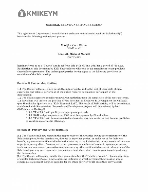 FREE 20 Relationship Agreement Templates In PDF MS Word Google