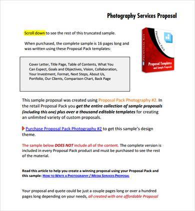 photography services proposal template