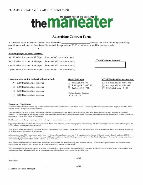printable online advertising contract template 1