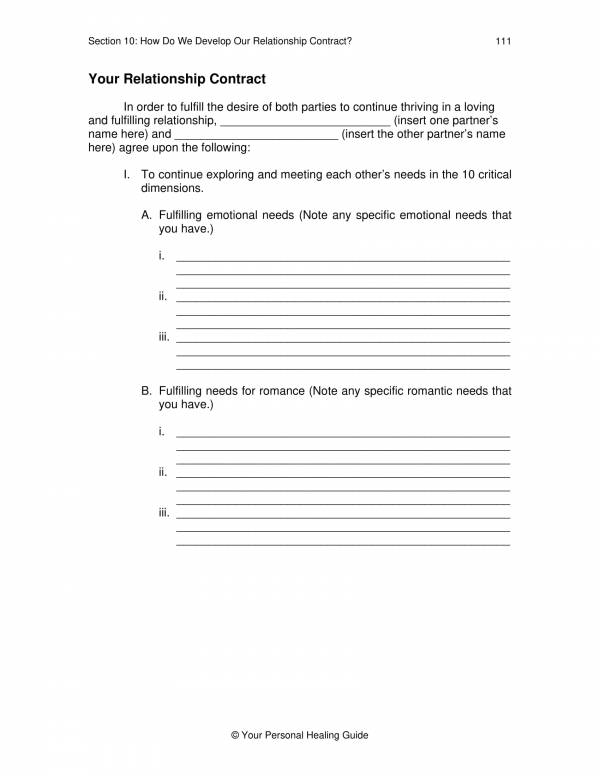 printable relationship agreement contract template 1