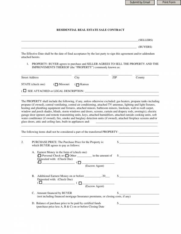 sale contract template for residential real estate 1