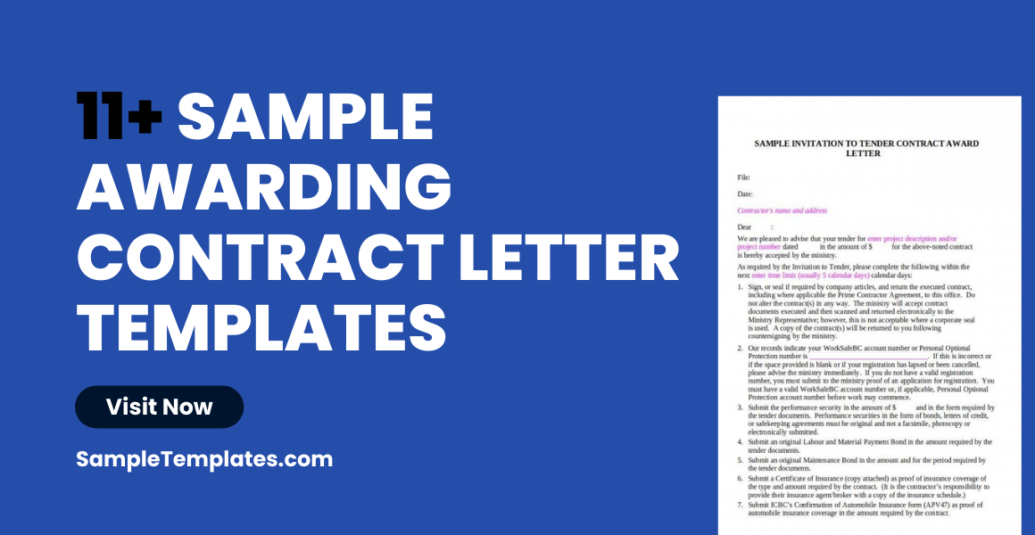 sample awarding contract letter template