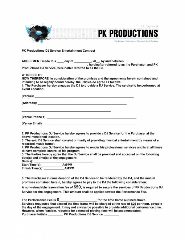 FREE 12 DJ Service Contract Templates In PDF MS Word Google Docs 