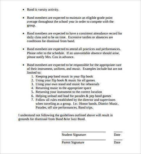 scotus band contract template
