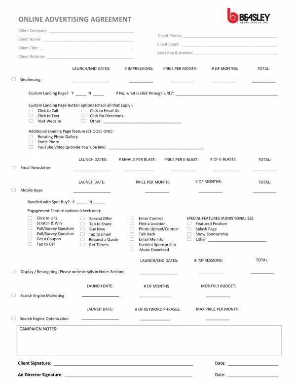 simple online advertising contract template 1