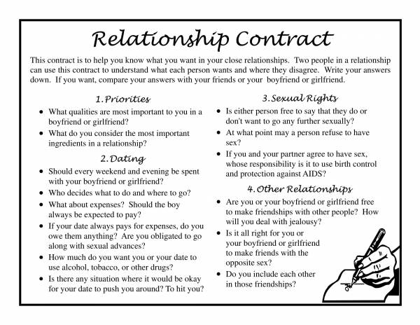 20 Relationship Contract Templates Relationship Agreements Hq Printable Documents 6538