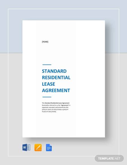 standard residential lease agreement template