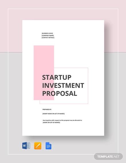 FREE 8  Startup Investment Proposal Samples and Templates in PDF MS