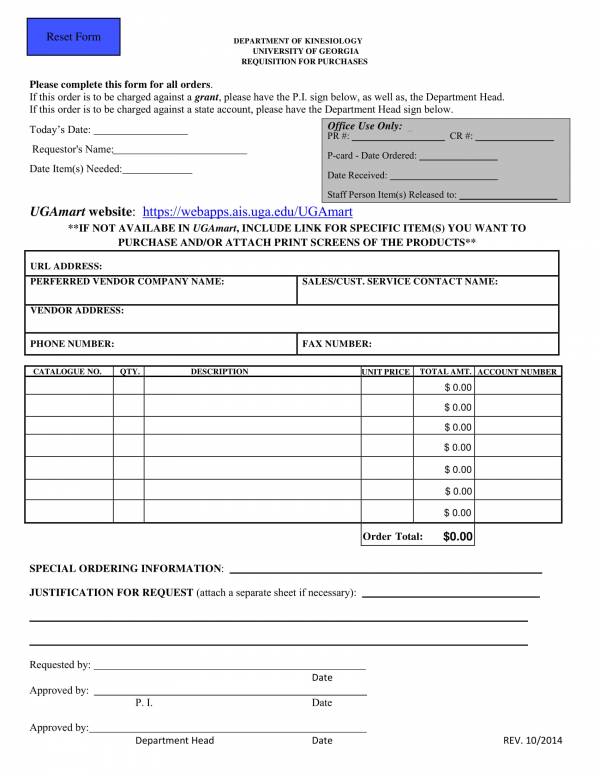 university purchase requisition form template 1