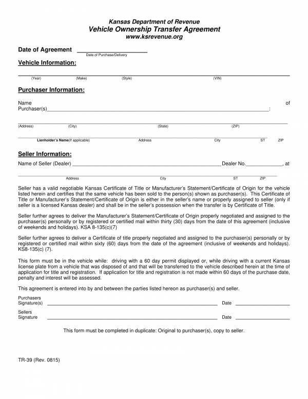 Printable Transfer Of Ownership Agreement Template - Printable ...