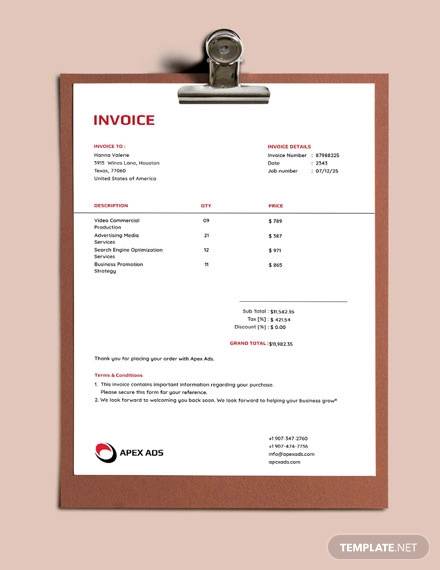 advertising consultant invoice template