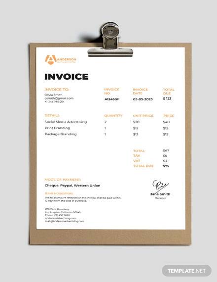 advertising agency invoice template