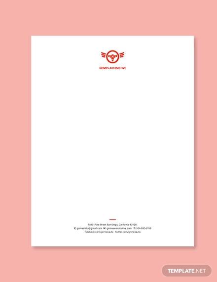 automotive business letterhead template