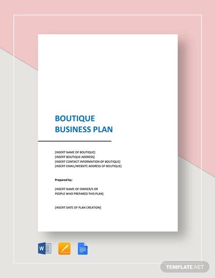 business plan d'une boutique