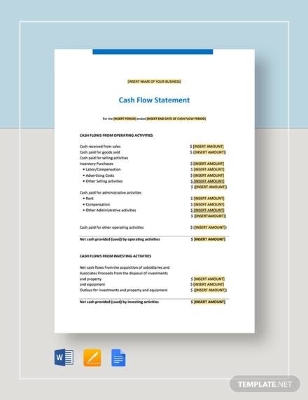 cash flow statement template