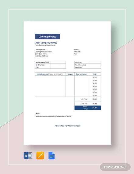 restaurant invoice template excel