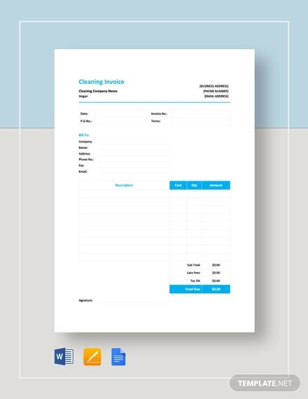 cleaning services invoice template free