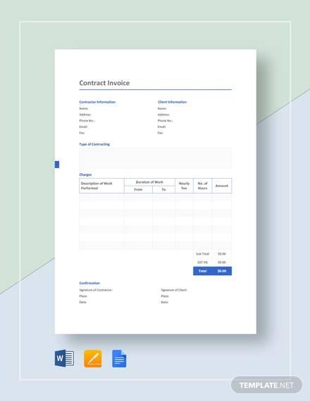 contract invoice template