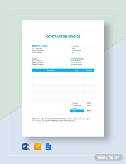 contractor invoice template