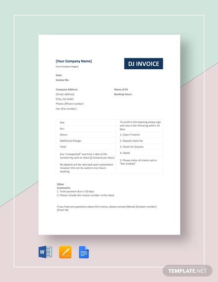 dj invoice template