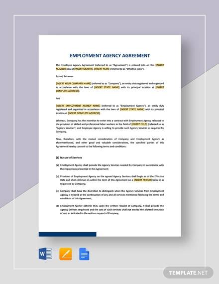 employment agency agreement template