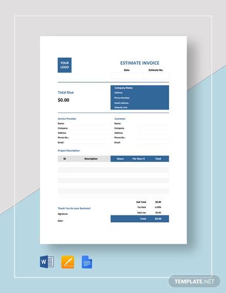 estimate invoice template