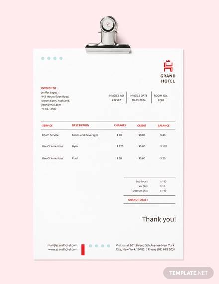 Sample Hotel Invoice 9 Examples In Pdf Word Exce