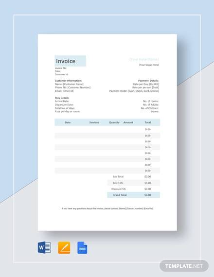 hotel invoice template