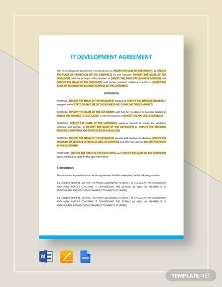 it development agreement template