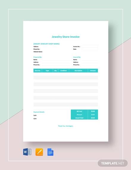 jewelry store invoice template