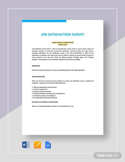 FREE 6 Sample Job Satisfaction Survey Templates In PDF MS Word