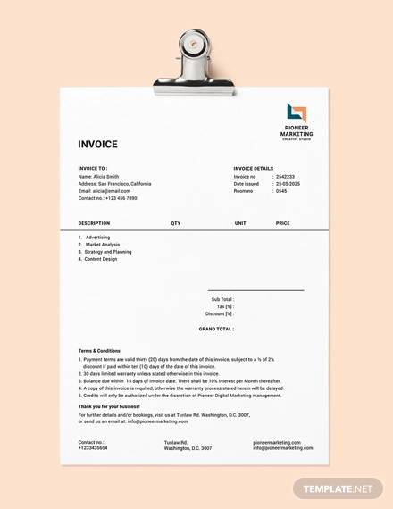 marketing agency invoice template
