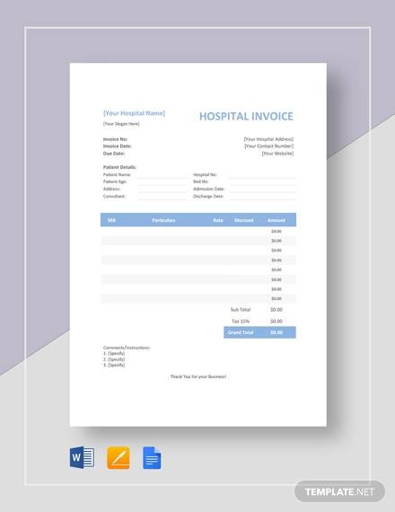 FREE 10+ Medical Invoice Templates in Google Docs | Google Sheets