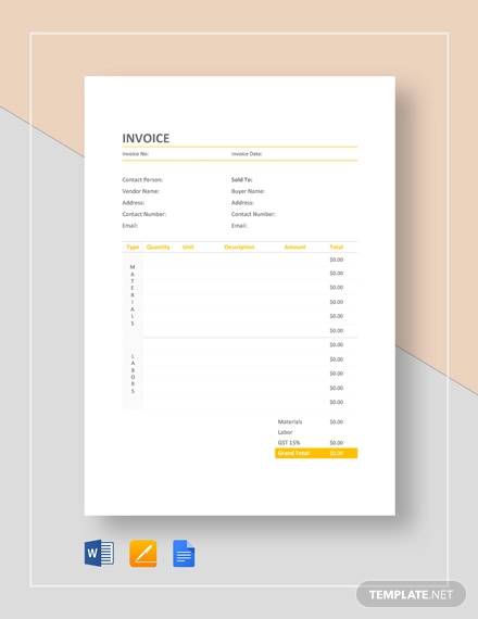 painters invoice template free