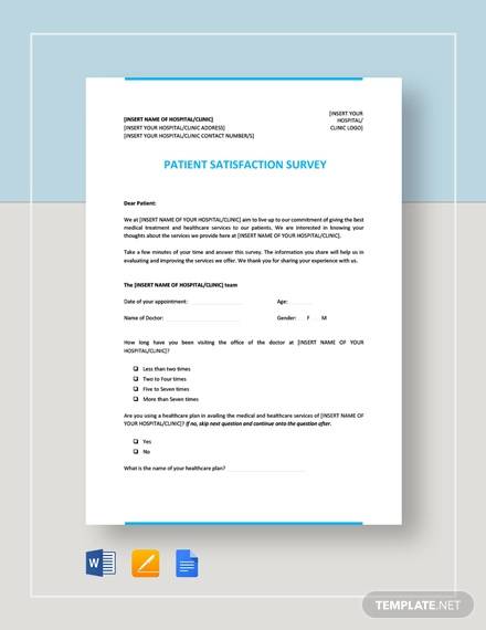 patient satisfaction survey template